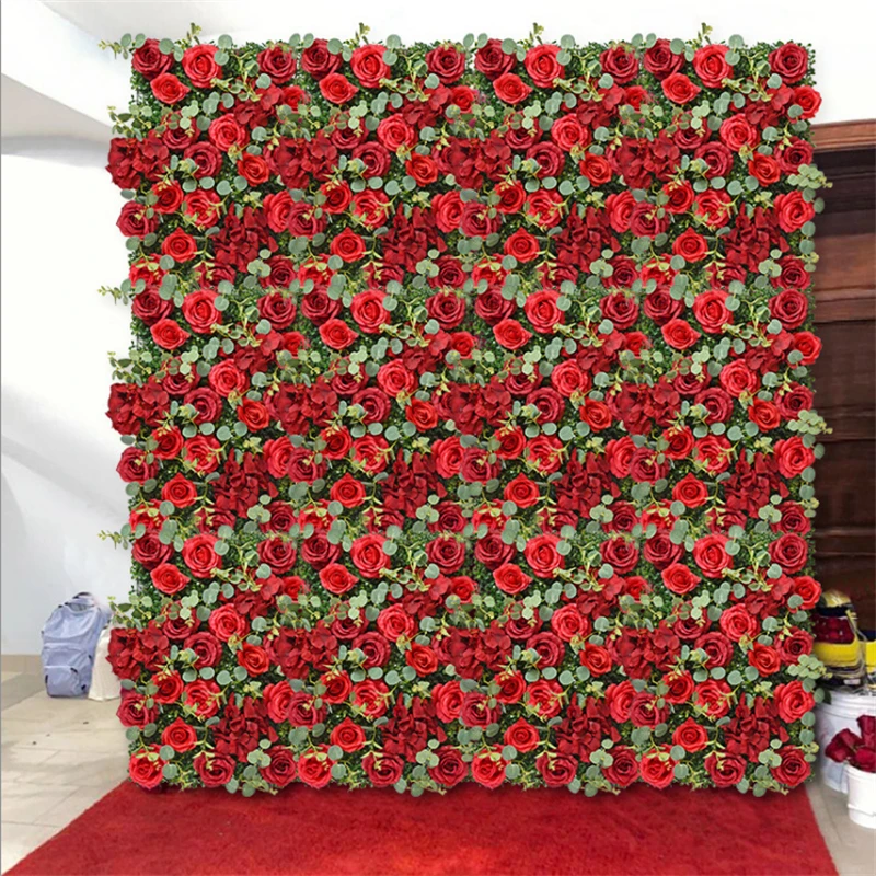 

40x60cm Artificial Flower Wall Backdrop Romantic Wedding DIY Red Decoration Birthday Party Shop Window Flowers Wall Panels Decor