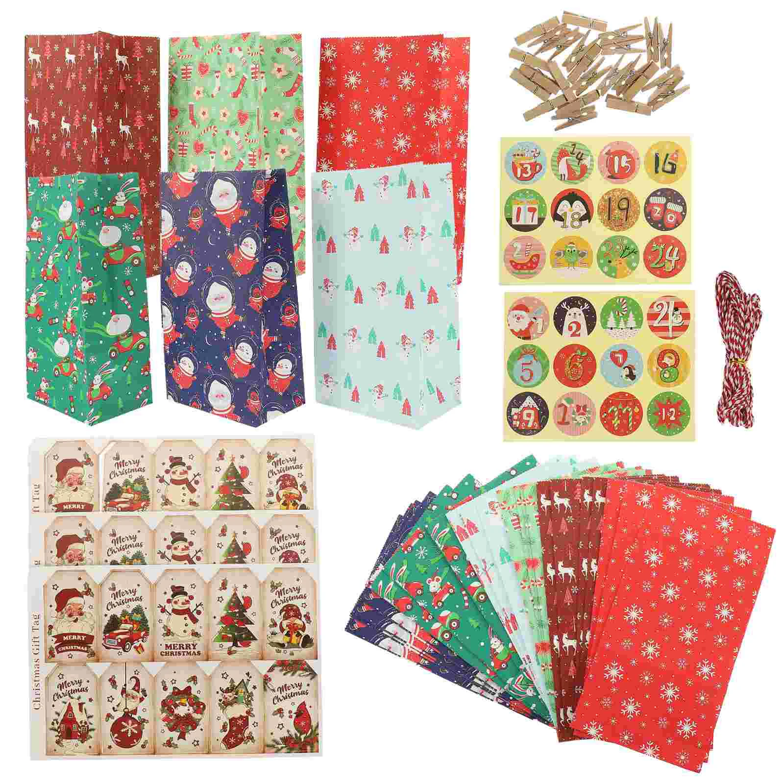 

Christmas Paper Bag Snack Bags Sealable for Packaging Goodie Decorations Candy Small