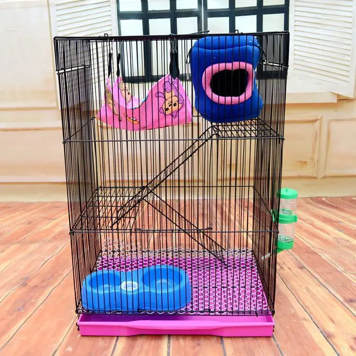 

New Multi-layer Pet Cage Black Three-layer Folding Squirrel Bird Cage Bold Portable Pet Villa Hamster House