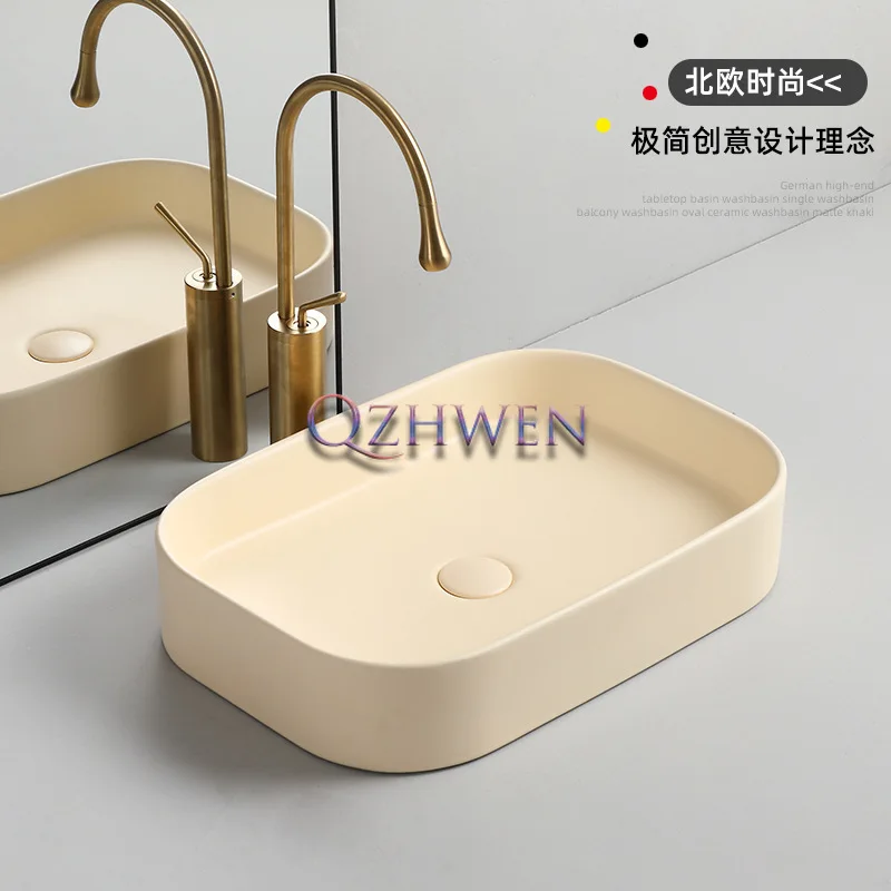 

45cm/55cm French Cream Style Ceramic Washbasin Luxury Bathroom Sink Above Counter Basin Household Balcony Countertop Art Basin