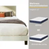 King Bed Frame Upholstered Bed Frame Platform with Adjustable Headboard Linen Fabric Headboard Wooden Slats Support/No Box 6