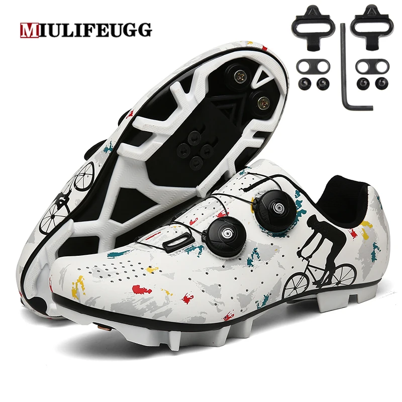 Cycling Shoes MIULIFEUGG MTB Cycling Shoes Men Sports Self-locking Road Bike Sneakers Clits Racing Women Bicycle Shoe Flat Cleat Mountain SPD