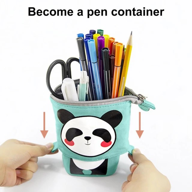Pencil Pouch Cartoon Printing Large Capacity Zipper Design Telescopic Pencil  Case Standing Pen Holder for Boys
