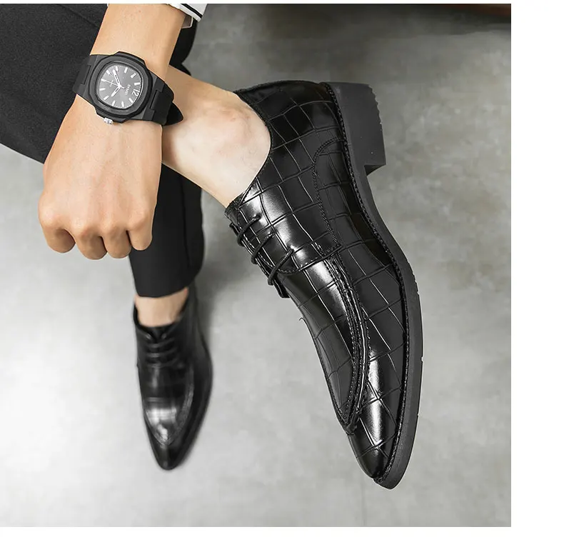 Men Derby Shoes Split Leather 38-46 Big Size Fashion Black Lace-up Oxford Flats Classic Business Formal Casual Loafers