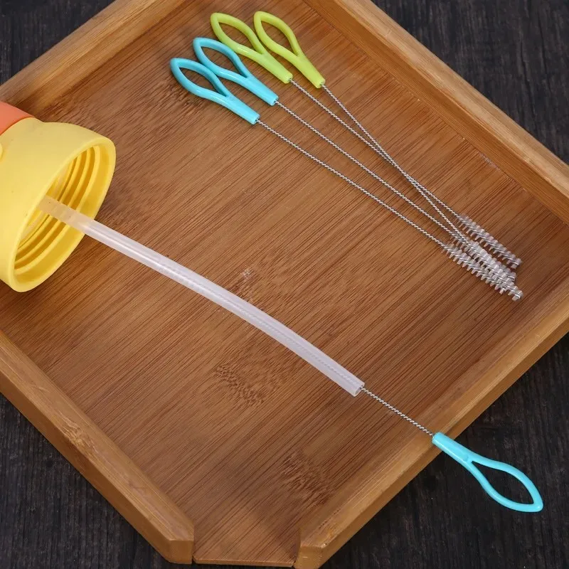 Drinking Straw Cleaning Brush Kit Straw Tube Pipe Cleaner Stainless Steel Long Handle Nylon Cleaning Brushes For Straws 1PC