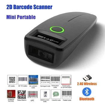 Lettore di codici a barre 2D Mini 2.4G Wireless Bluetooth portatile portatile 1D 2D QR Code Data Matrix Lettore PDF417 con funzione di memorizzazione