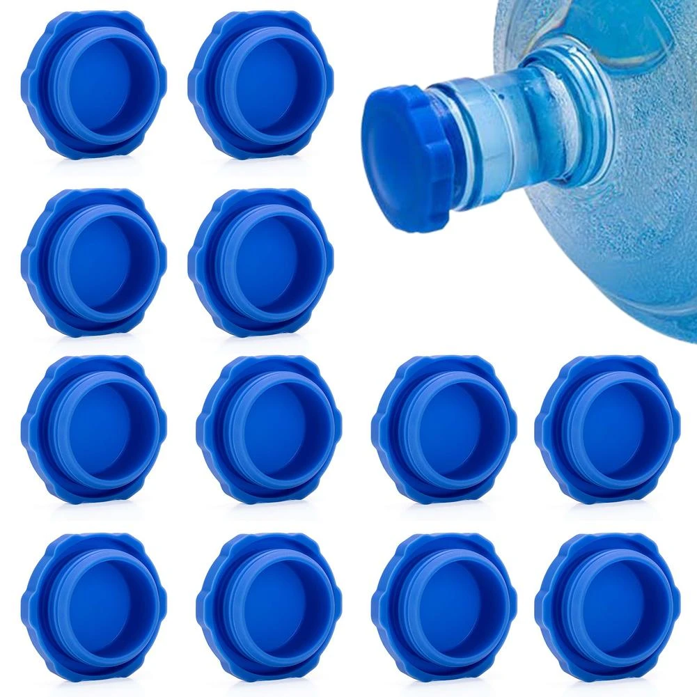Reusable Water Jug Caps Anti splash No Spill Food Grade Silicone Water Bottle Top Lid Fits 55mm