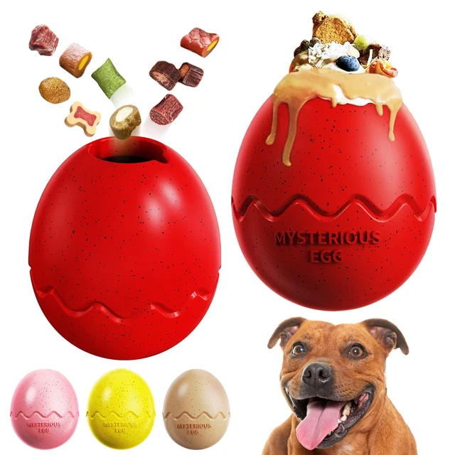 Sfb653b00b6174ed2a5f2d3ec7eb45091P.jpg Dog Chew Toys Larger Dinosaur Egg Shape Pet Toys Slow Feeder Clean Teeth Interactive Food Cups Release Anxiety Dog Accessories