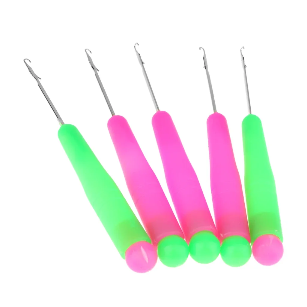 5Pcs Crochet Latch Hook Weaving Needle for Wig Micro Braids Hair Extension