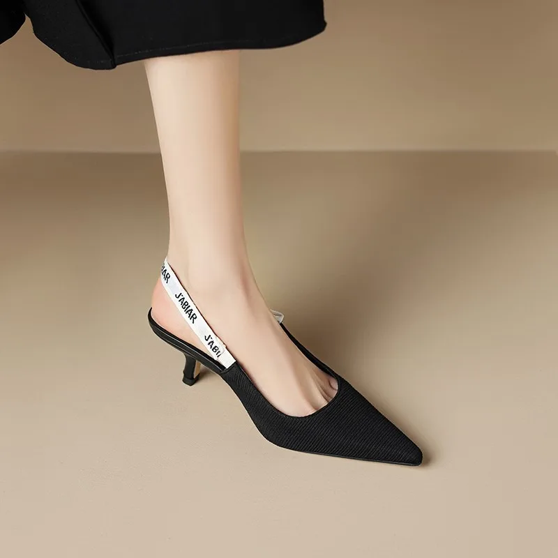 Women Sexy Pointed Toe Sandals Spring Fashion Slingback Shoes New Luxury Mid Heels Slippers Flip Flops Mujer Pumps Slides