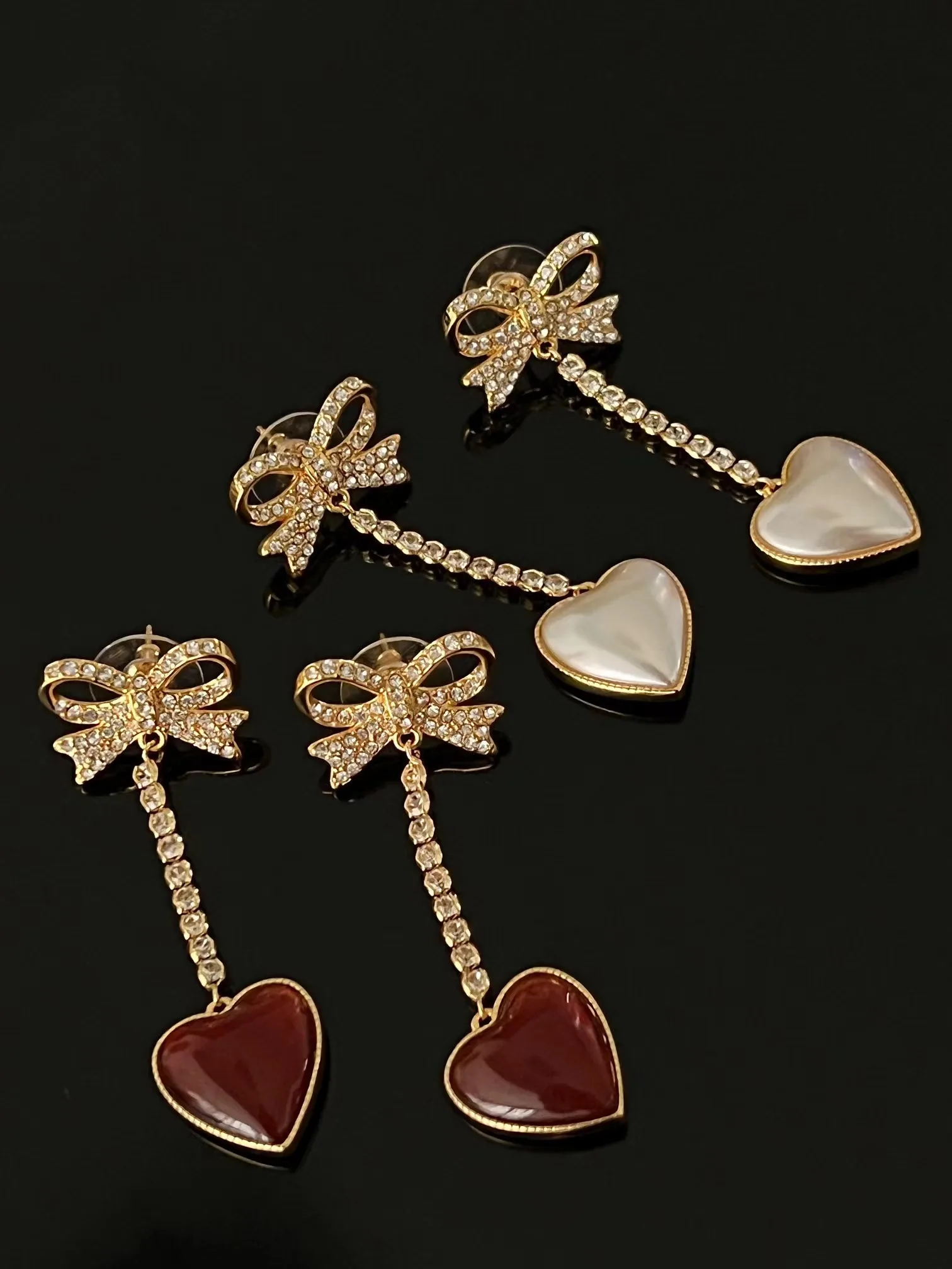 

Fashion retro bow earrings rhinestone set earrings