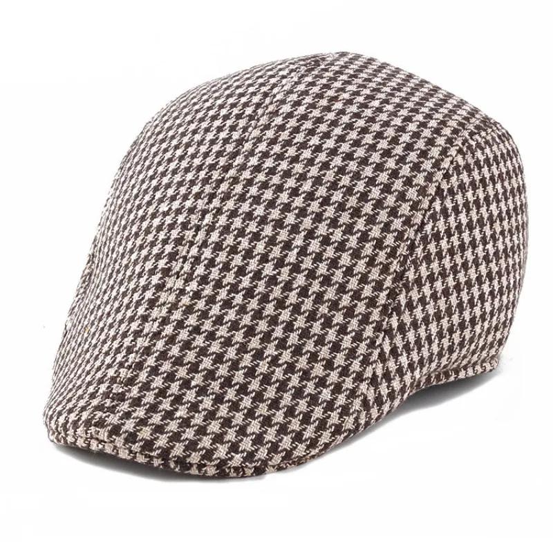 Autumn and checkered duck hat brushed fabric warm beret classic winter cap_voghion.com