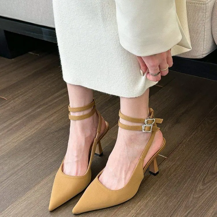 

Fashion Women High Heel Shoes Buckle Strap Party Classic Thin Heels Sandals for Women Solid Black Shoes for Women pumps Sandals