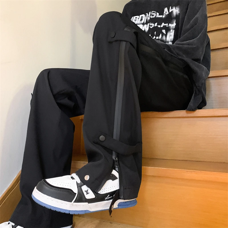 

Parachute Wide Leg Pants for Men Hip Hop Streetwear Overalls Cargo Trousers Male Hip Hop Loose Casual Oversize Straight