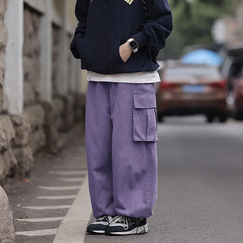 

Men Cargo Pants Harajuku Hip Hop Elastic Waist Loose Trousers Streetwear Male Casual Pockets Drawstring Baggy Pants Women