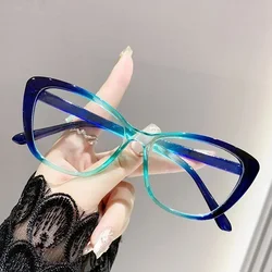 Sleek Cat Eye Myopia Glasses for Women with Anti Blue Light Technology (Gradient Blue)
