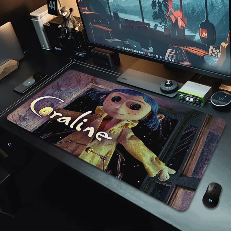 

Anime Mouse Pad C-Coraline Office Computer Desk Mat Mouse Mats Gamer Keyboard Mat Stitched Edge Mousepad Cabinet Gaming Accessoy