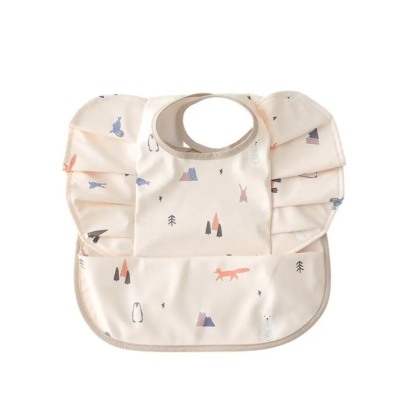 

Waterproof Bib Cute Pattern Kids Drooling Bibs Short Sleeve Bib With Food Catcher Square Adjustable Bandana Bibs Gift For 1-3