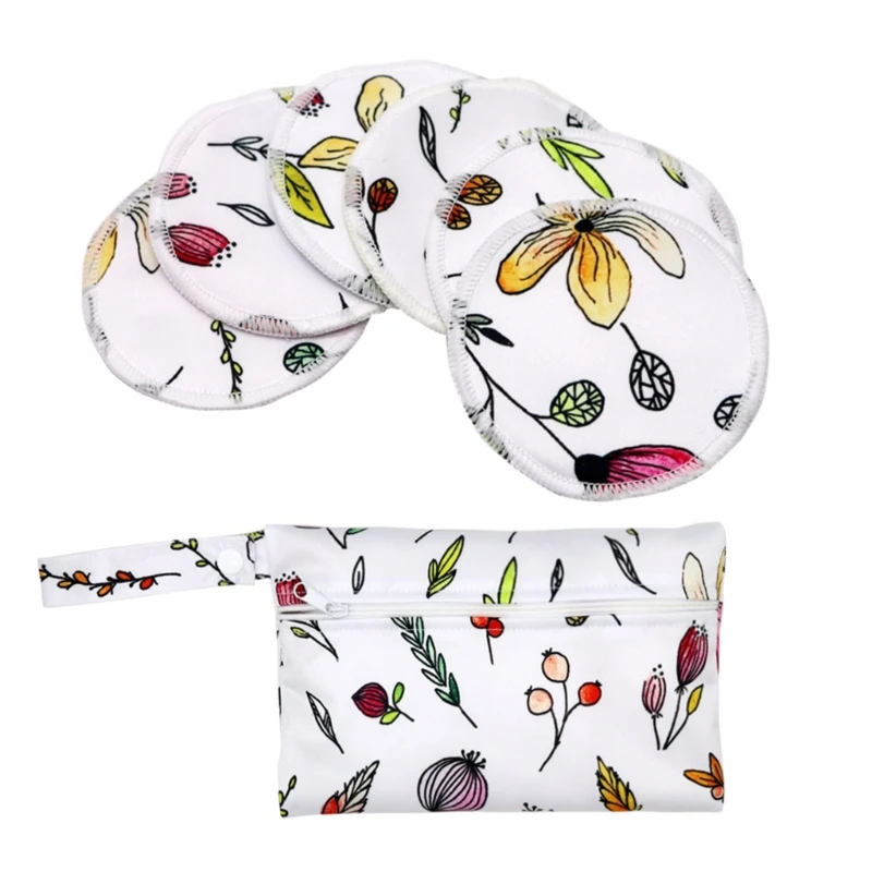 1 Set Bamboo Nursing Pads with Portable Diaper Organiser Nanny Bag Comfortable Leakproof Breast Pads for New Mom 5