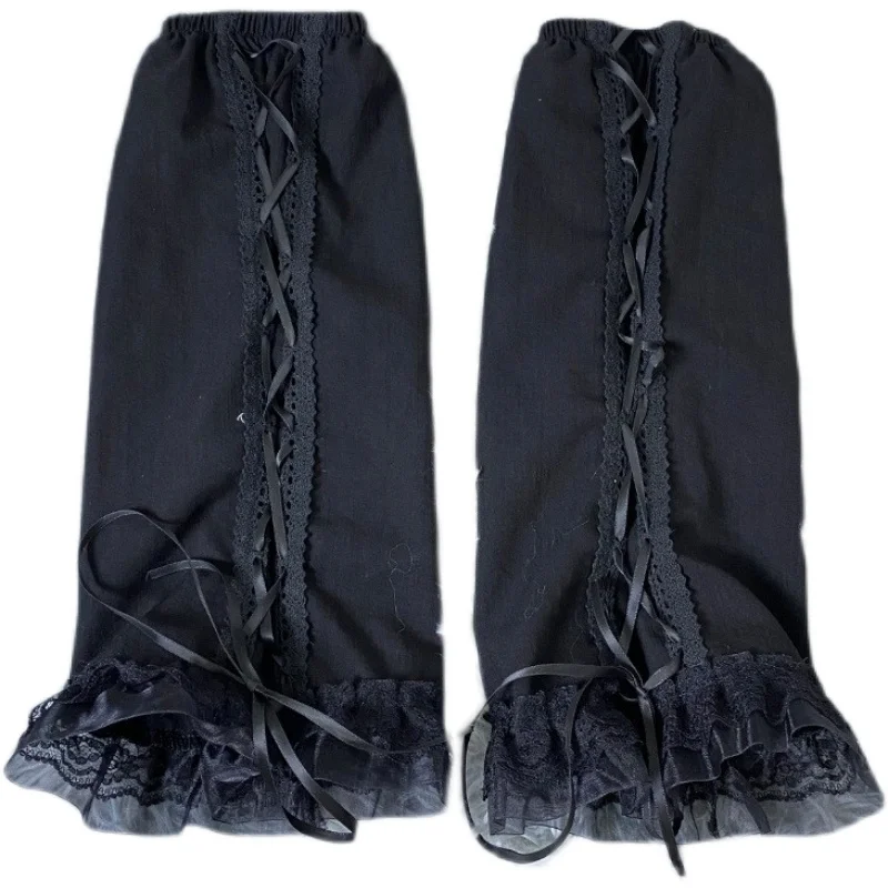 Gothic Style Lace Rope Bunching Stockings Japanese Jk lolita Mid-Calf Punk Foot Sock Street Fashion Personality Leg Warmer
