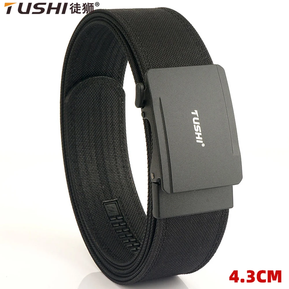 TUSHI New Hard Tactical Belt for Men Metal Automatic Buckle IPSC Gun Belt 1100D Nylon Military Belt Outdoor Sports Girdle Male tushi metal automatic buckle nylon army male outdoor hunting tactical belt mens military waist canvas belts high quality strap