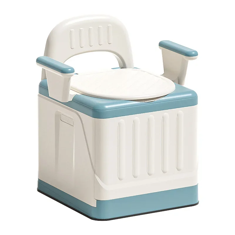 Elderly Mobile Commode Toilet, Foldable Adult Bedroom Odor Proof Portable Toilet Seat Bedside Toilet Chair for Disabled People 5
