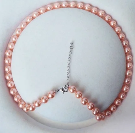 

Hand knotted 8mm grey black pink gold white color shell pearl necklace fashion jewelry