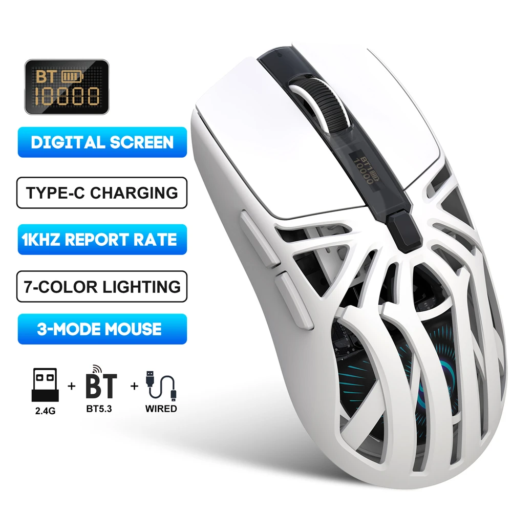 New T400 3-mode wireless gaming mouse 1000HZ 500mAh rechargeable 10000DPI USB-type C macro optical office mouse for pc