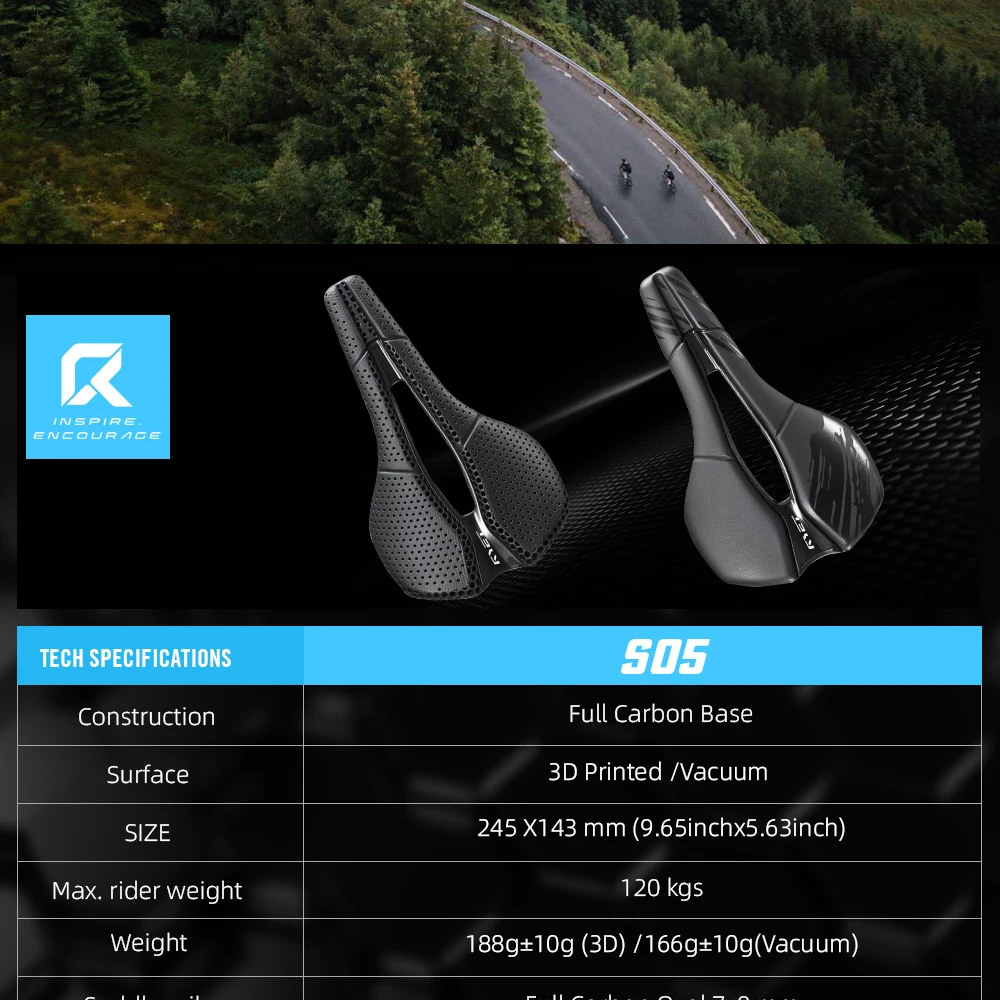 RYET Vollcarbon 3D-gedruckter Fahrradsattel 245 x 143 mm Vakuumpolsterung für MTB Gravel Rennrad Rennsattel Leichte Fahrradteile – Detail 6