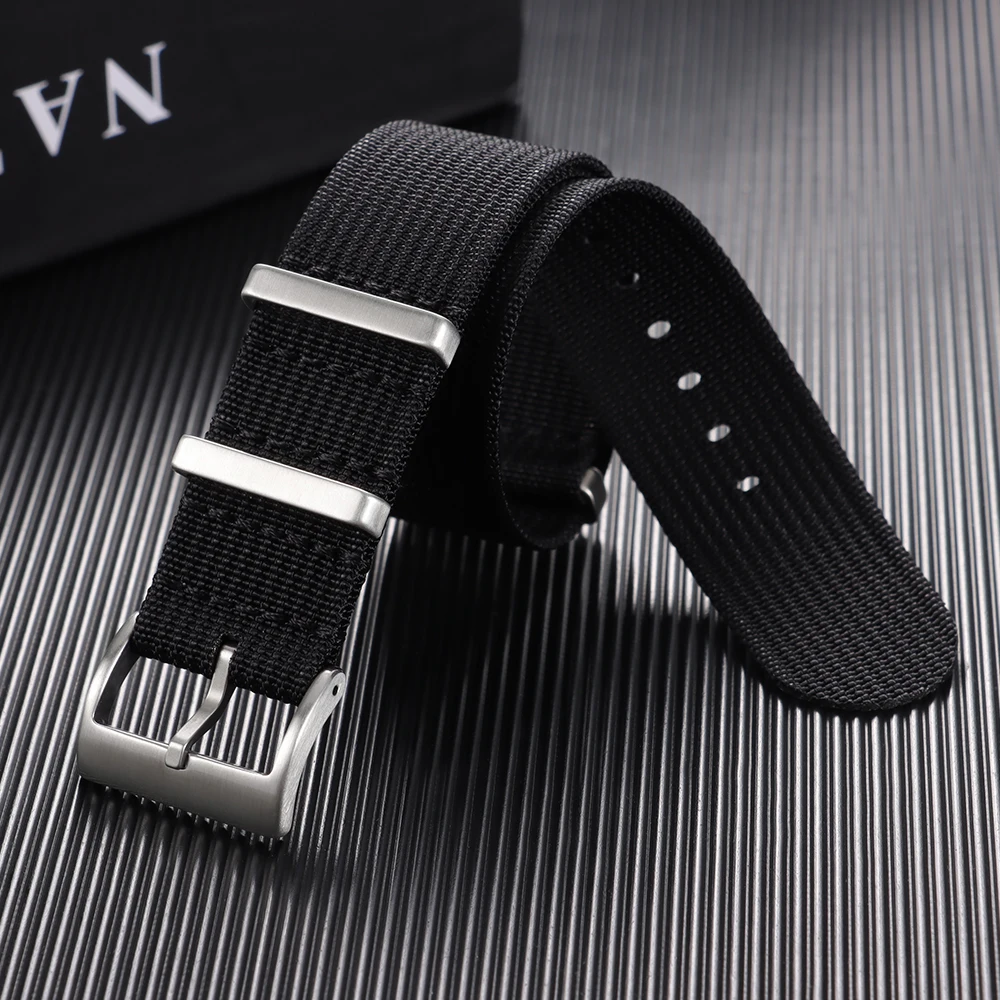 Ribbed Nylon Watch Band - Comfortable, Washable Military-Style Strap for Men & Women