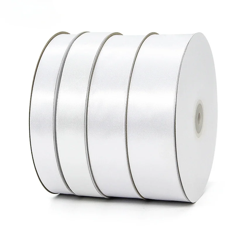 3mm~80mm White Polyester Satin Ribbon Gift Wrapping DIY Christmas Ribbons Home Decor Gift Flowers Hair Accessory