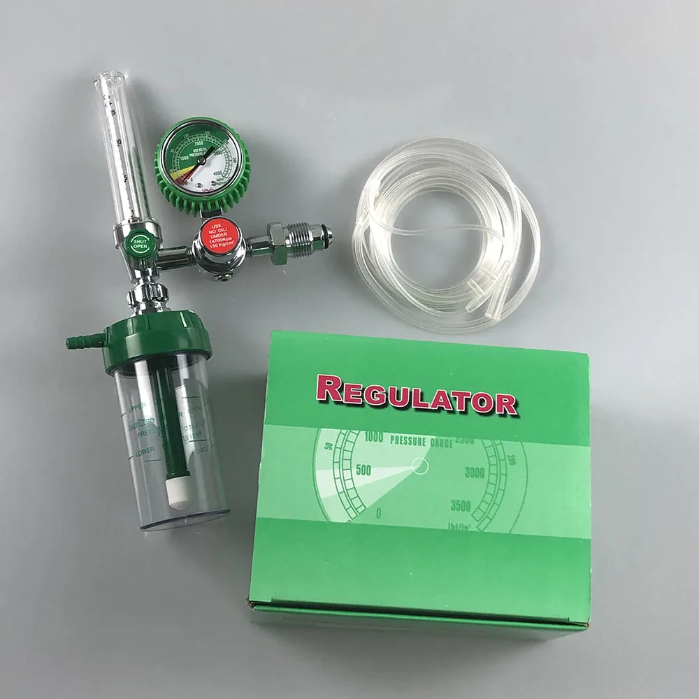 G5/8 Full Body Inch Thread Brass Hospital or Home Medical Oxygen Regulator with Humidifier Bottle