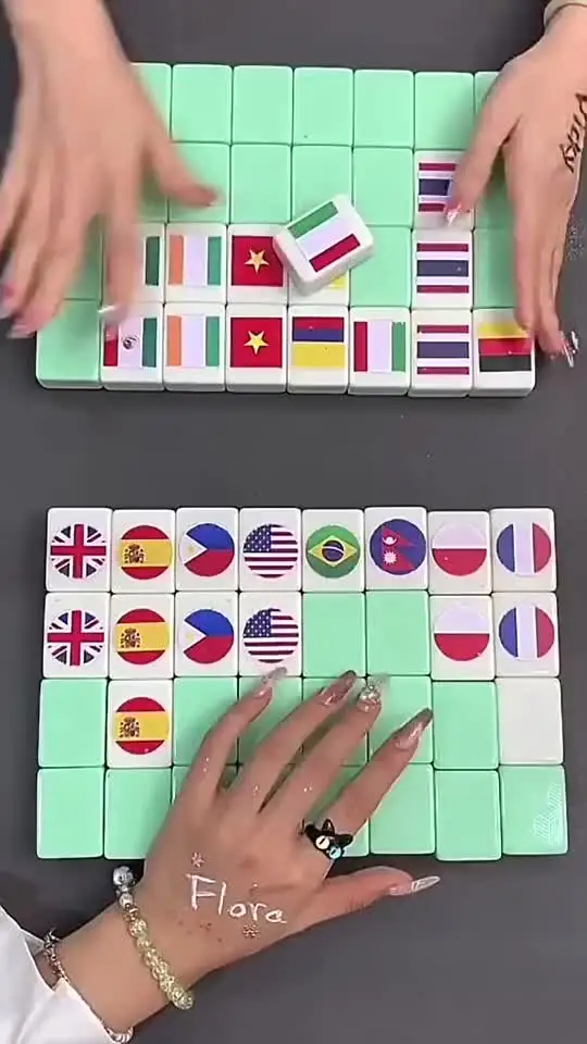 Set De 65 Fichas De Mahjong Mini – Juego Seaside Escape Con Bandera Nacional, Tamaño 24 Mm, Melamina, Ideal Para Viajes Y Familia