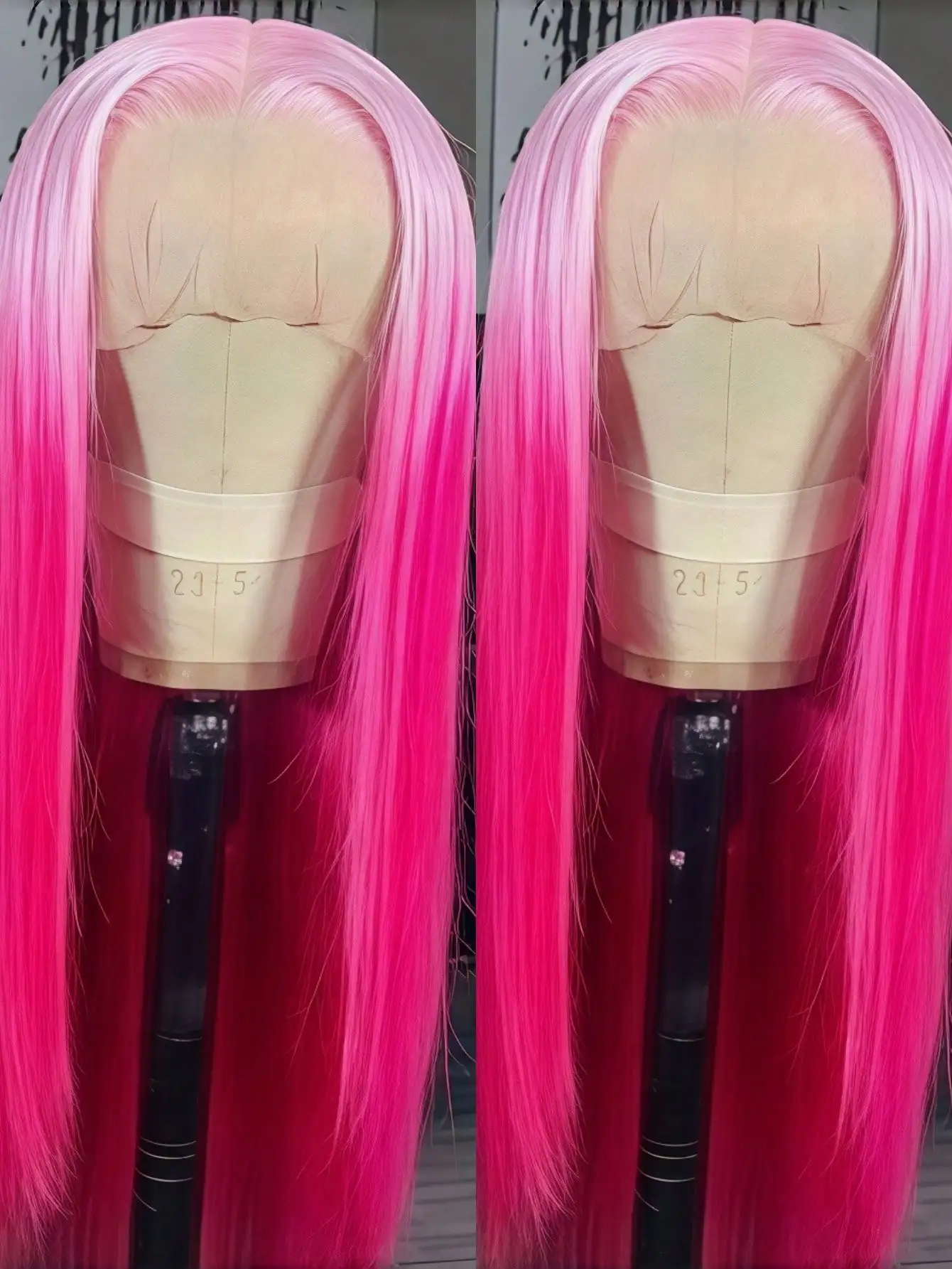 Gradient Pink Straight Lace Front Wig Human Hair 13x4 Transparent Lace Front Wig 180 Density Pre Plucked Glueless Wigs for Women 2