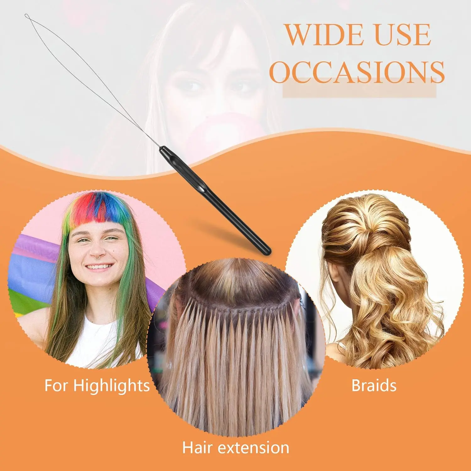 100-Piece Hair & Feather Extension Tool Kit — Wig Hook, Loop & Bead Installation Tools - Image 3