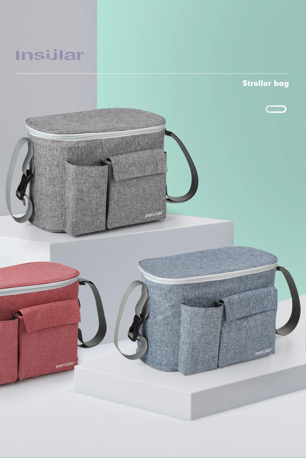 Description Picture 3 of itemBaby Stroller Bag Nappy Diaper Mummy Bag Carriage Hanging Basket Storage Organizer Travel Feeding Bottle Stroller Accessories