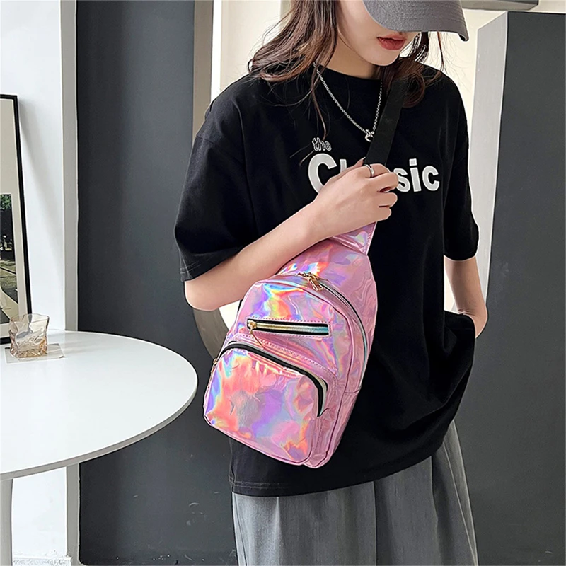 

Women Laser Colorful Chest Bag Waterproof Shoulder Crossbody Bag Single Shoulder BagKorean Style Waist Pack Women Fanny Pack