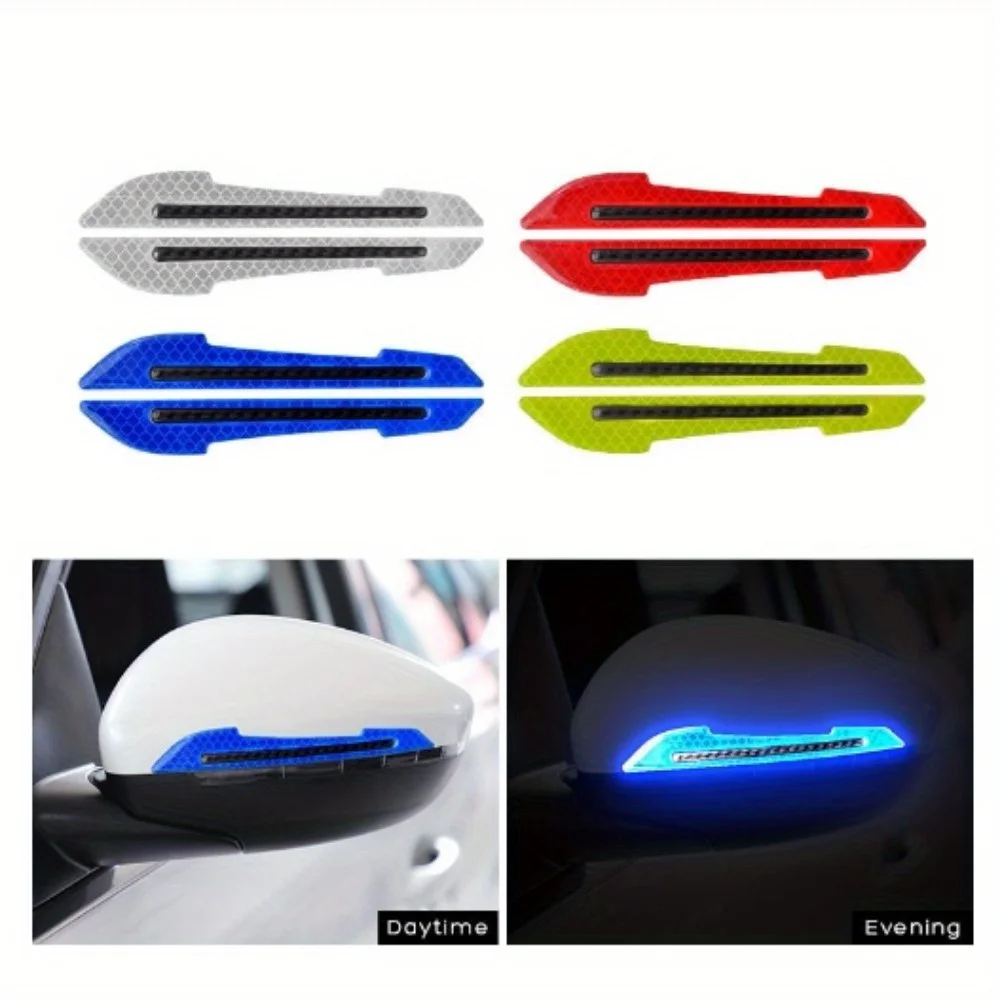 1Pair Car Rearview Mirror Reflective Sticker Door Leaf Board Tape For Auto Film Stickers Decorative Strip