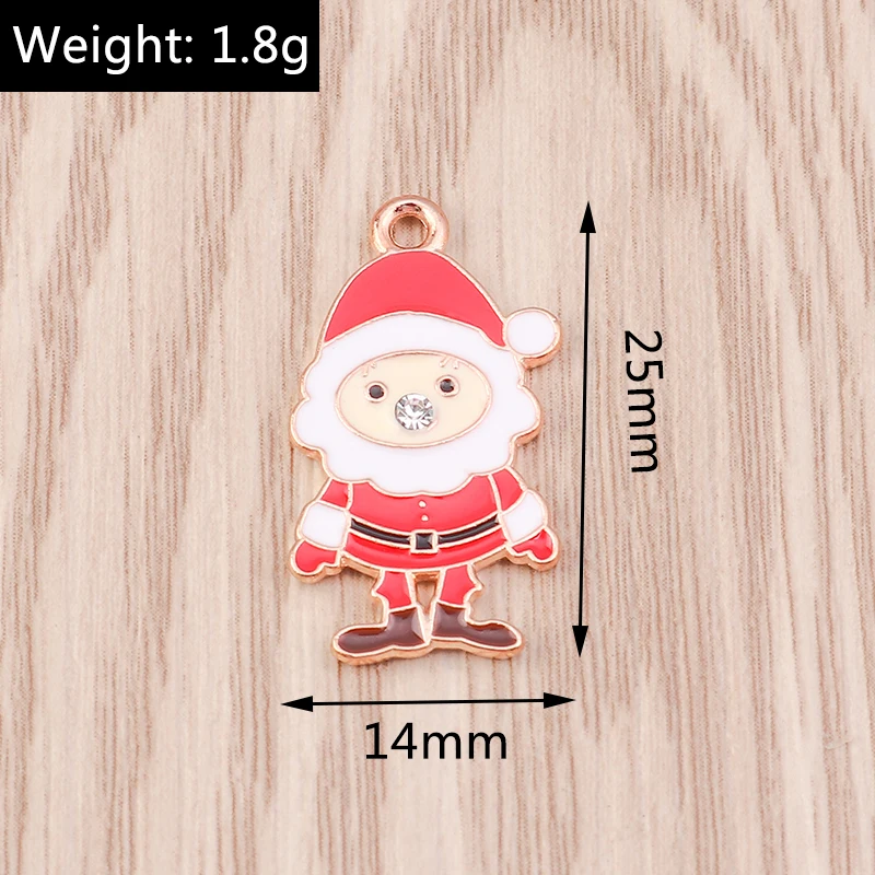 10 Stück Gemischte Niedliche Emaille-Weihnachtsanhänger mit Weihnachtsmann, Baum und Schneemann für Schmuckherstellung, Ohrringe, Halsketten, DIY-Basteleien und Geschenke – Detail 7