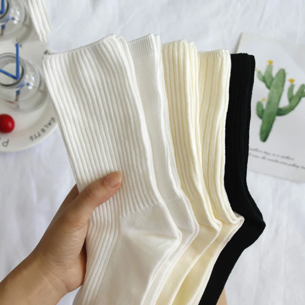 

Color Socks Mid Tube Solid Knitted Japanese Korean Loose Long Stockings Girl Ins Retro Soft Fashion Trend Spring Autumn Socks