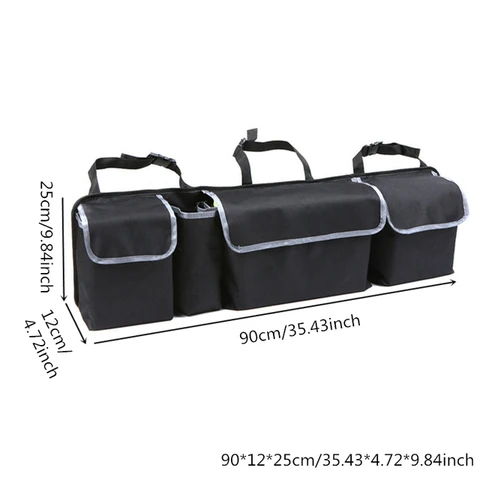 Rear Seat Back Storage Bag Multi Hanging Nets 3 Clear Pockets Trunk Case Organizer Stowing Tidying Interior Accessorie Black