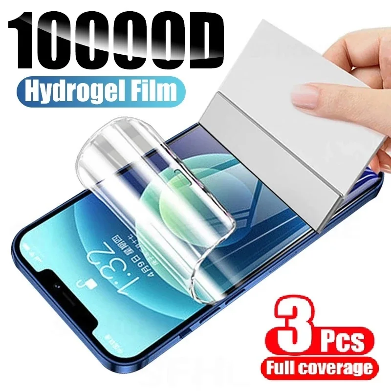 3pcs Protective Film For Iphone 13 12 Mini 14 11 Pro Max Hydrogel Film