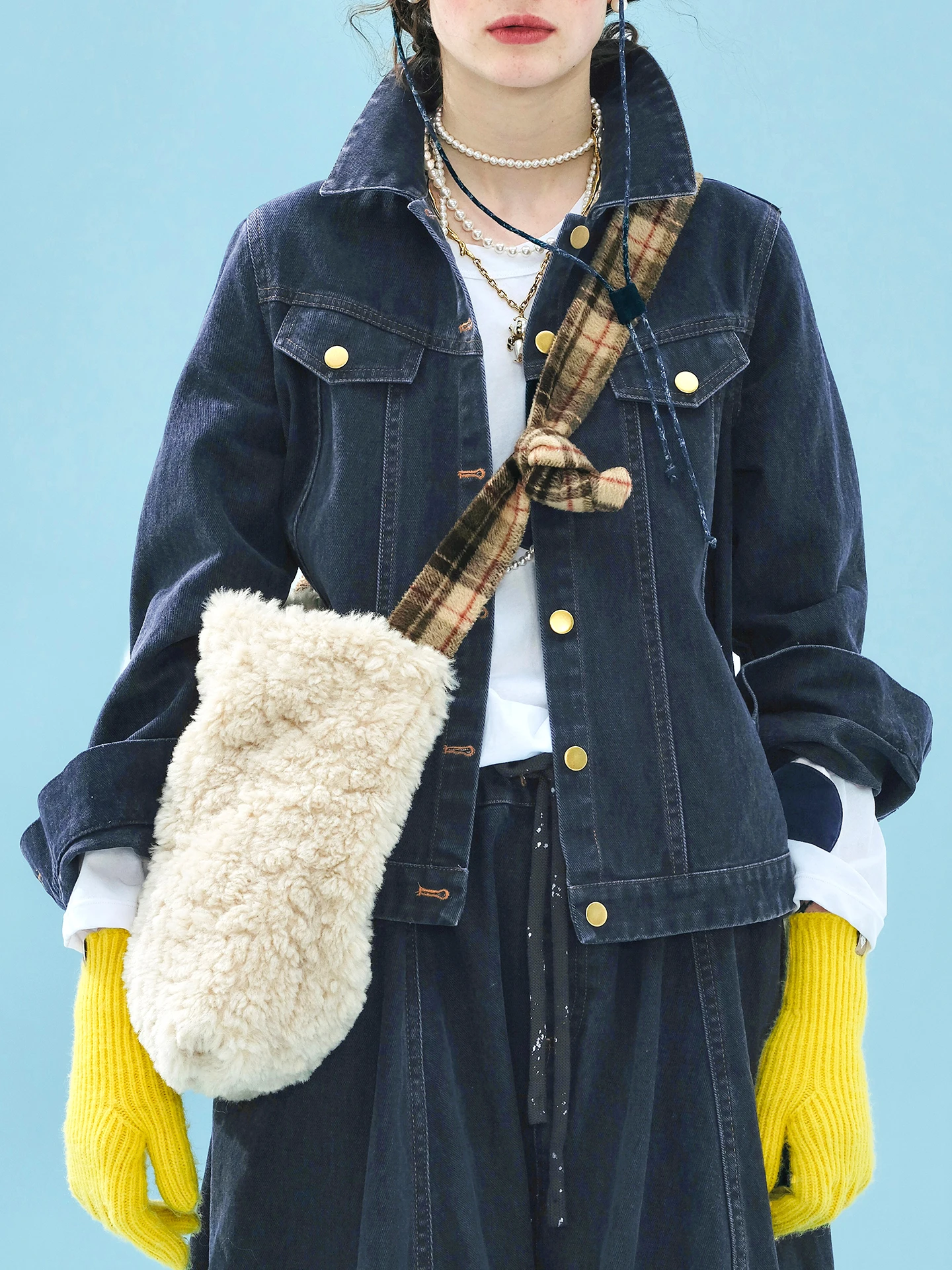 Female clothing women's jackets for woman Dark‑Blue Cropped Denim Coat Loose‑Fit Button‑Up Casual Daily Ladies Outerwear Jacket