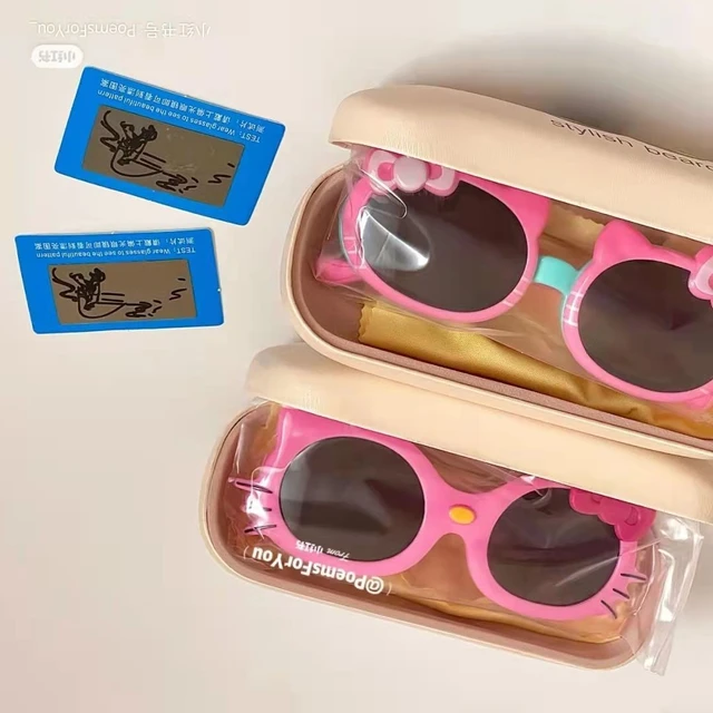TAKARA TOMY Hello Kitty Summer Photo Glasses Girls Student Cute Cartoon Lightweight Sunglasses UV Protection Sunshade Mirror 2