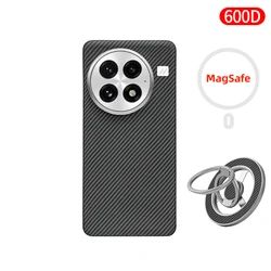 Ultra - Thin Aramid Kevlar Carbon Fiber MagSafe Case - Slim, Lightweight, Black with Red Accents - OnePlus 13R (Magnetic Grip 600D)
