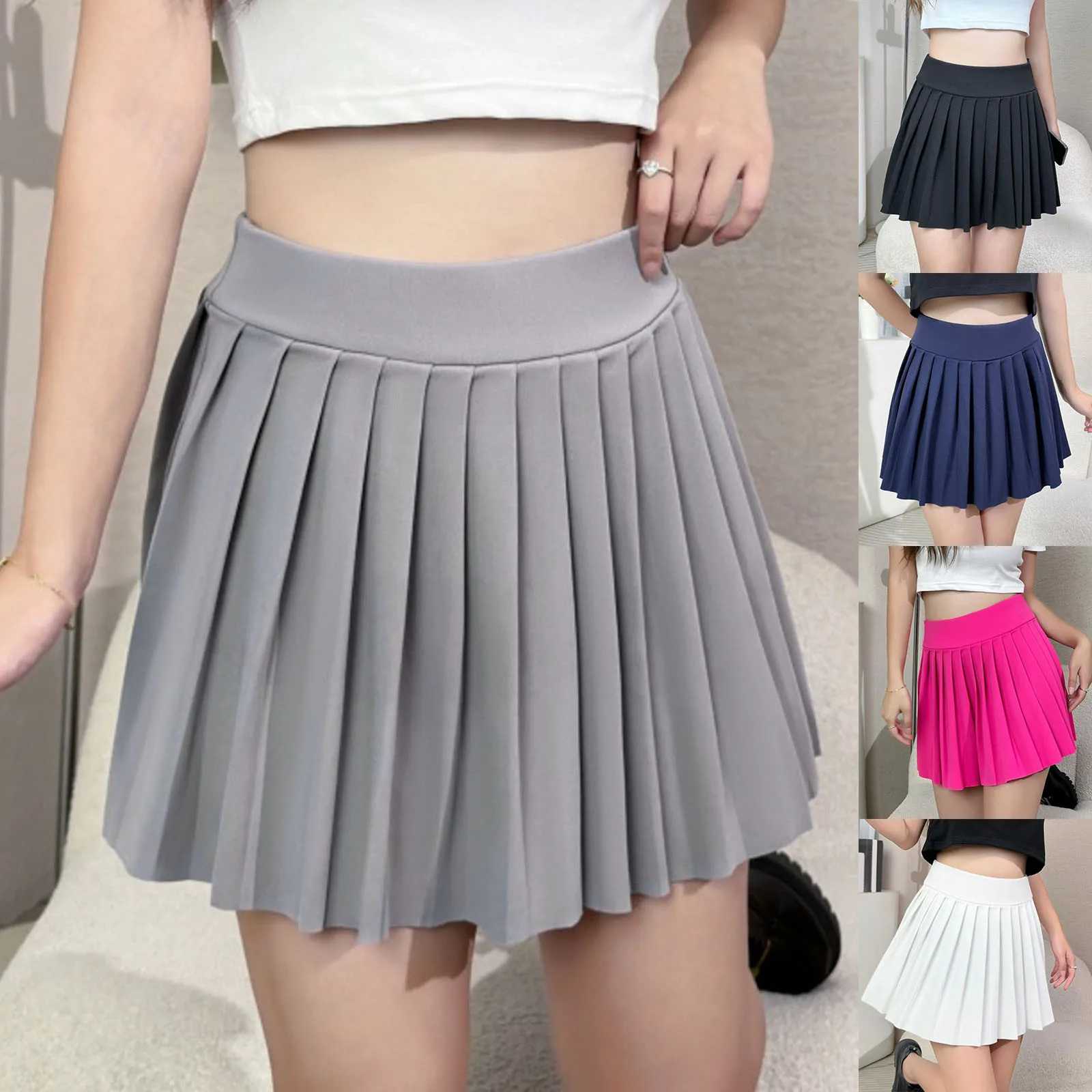 

Women Skirt Fashionable New Pattern Minimalist Solid Color Elastic Waistband Comfortable And Versatile Slim Fit Pleated Skirt