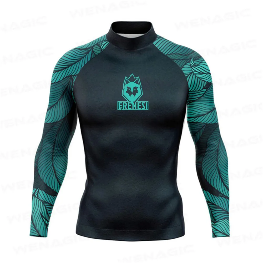 Men's Surfing Swimwear Long Sleeve UV Protection Rash Guard Diving Wear Summer Water Sports Beach Swimming Surf Tight T-shirts