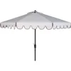 Outdoor Garden Parasol Collection Venice Navy and White Single Scallop 9Ft Crank Outdoor Push Button Tilt Umbrella Canopy 2