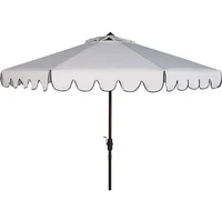 Outdoor Garden Parasol Collection Venice Navy and White Single Scallop 9Ft Crank Outdoor Push Button Tilt Umbrella Canopy 2