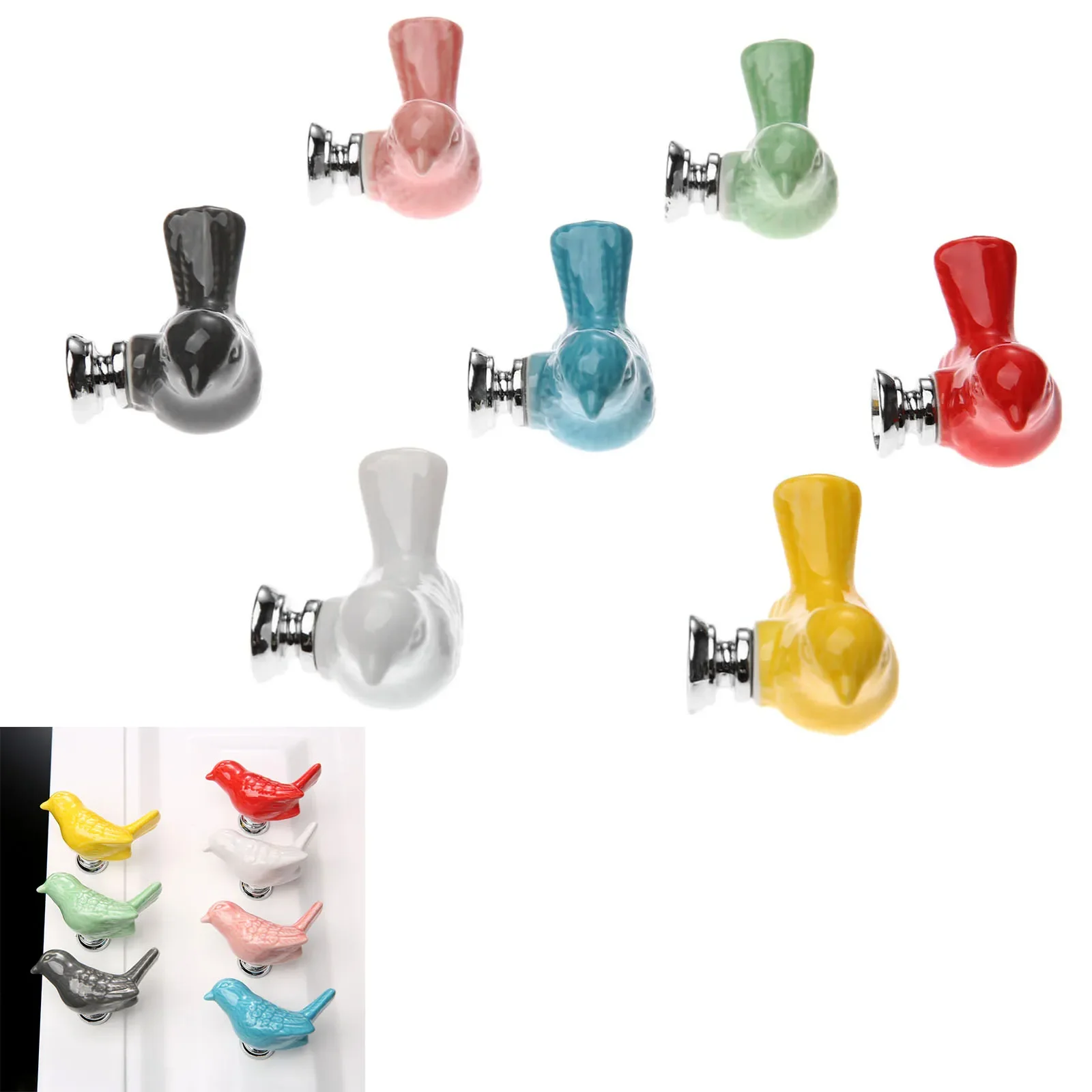 Ceramic Handle Bird Knob Kitchen Cabinet Cupboard Door Handles Drawer Dove Knobs Pull Pigeon Handles Furniture Home Decoration